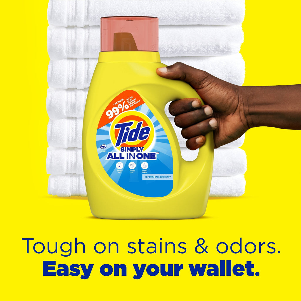 Tide Simply Laundry Detergent Liquid All-In-One, Refreshing Breeze Scent, 117 fl oz, 89 Loads