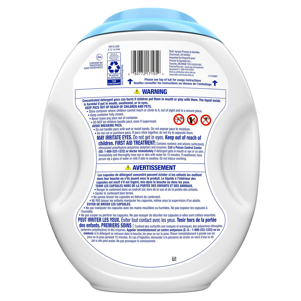 Tide PODS Laundry Detergent Soap Pacs, Free and Gentle, Hypoallergenic, Unscented, 57 Count