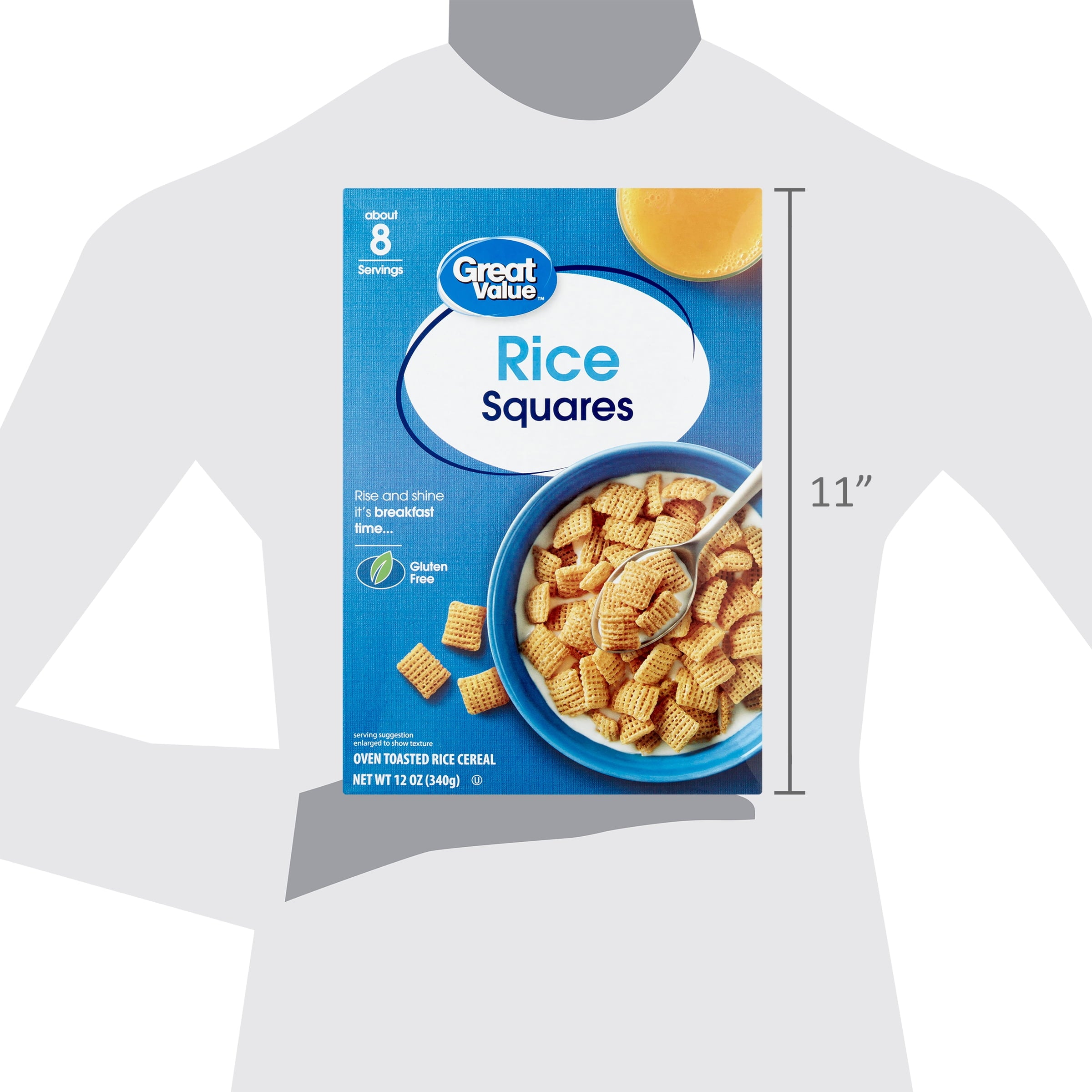 Great Value Rice Squares Breakfast Cereal, 12 oz