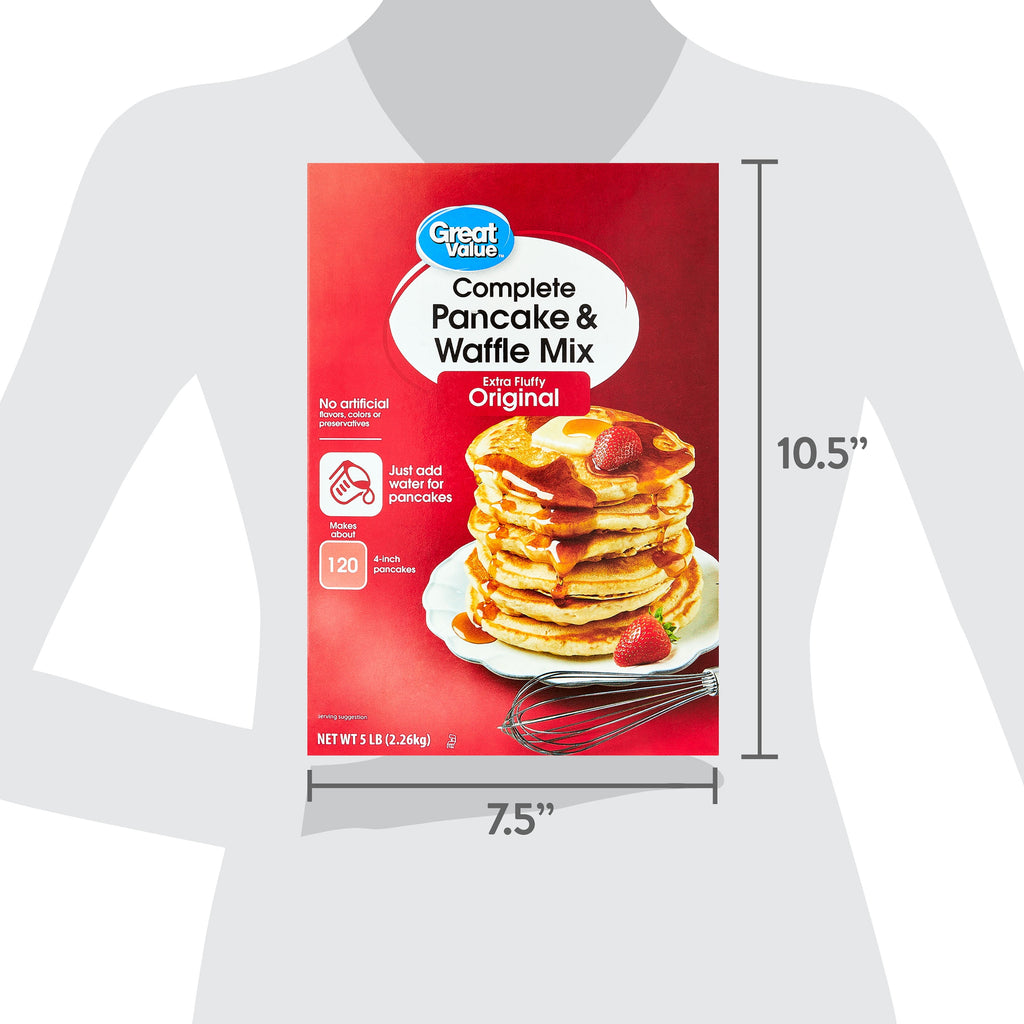 Great Value Complete Pancake & Waffle Mix, Extra Fluffy, Original, 5 lbs