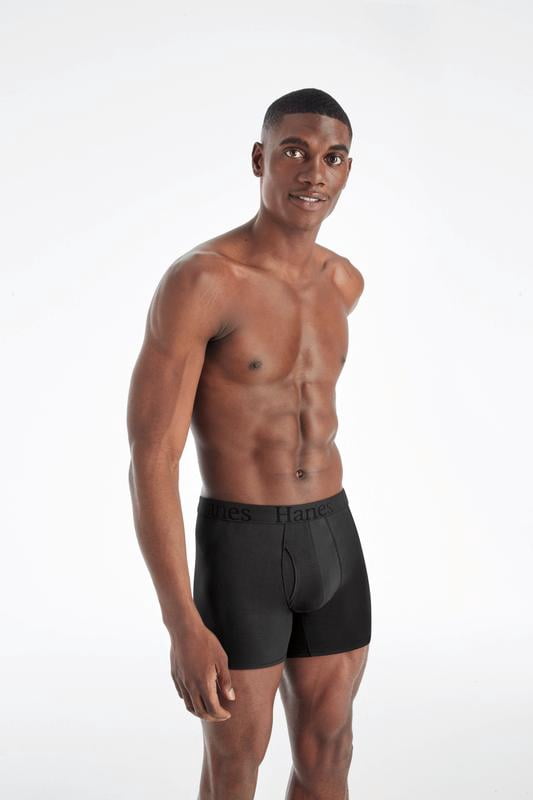 Hanes Originals Men's SuperSoft Boxer Brief Underwear Pack, Black/Grey/Print, 3-Pack