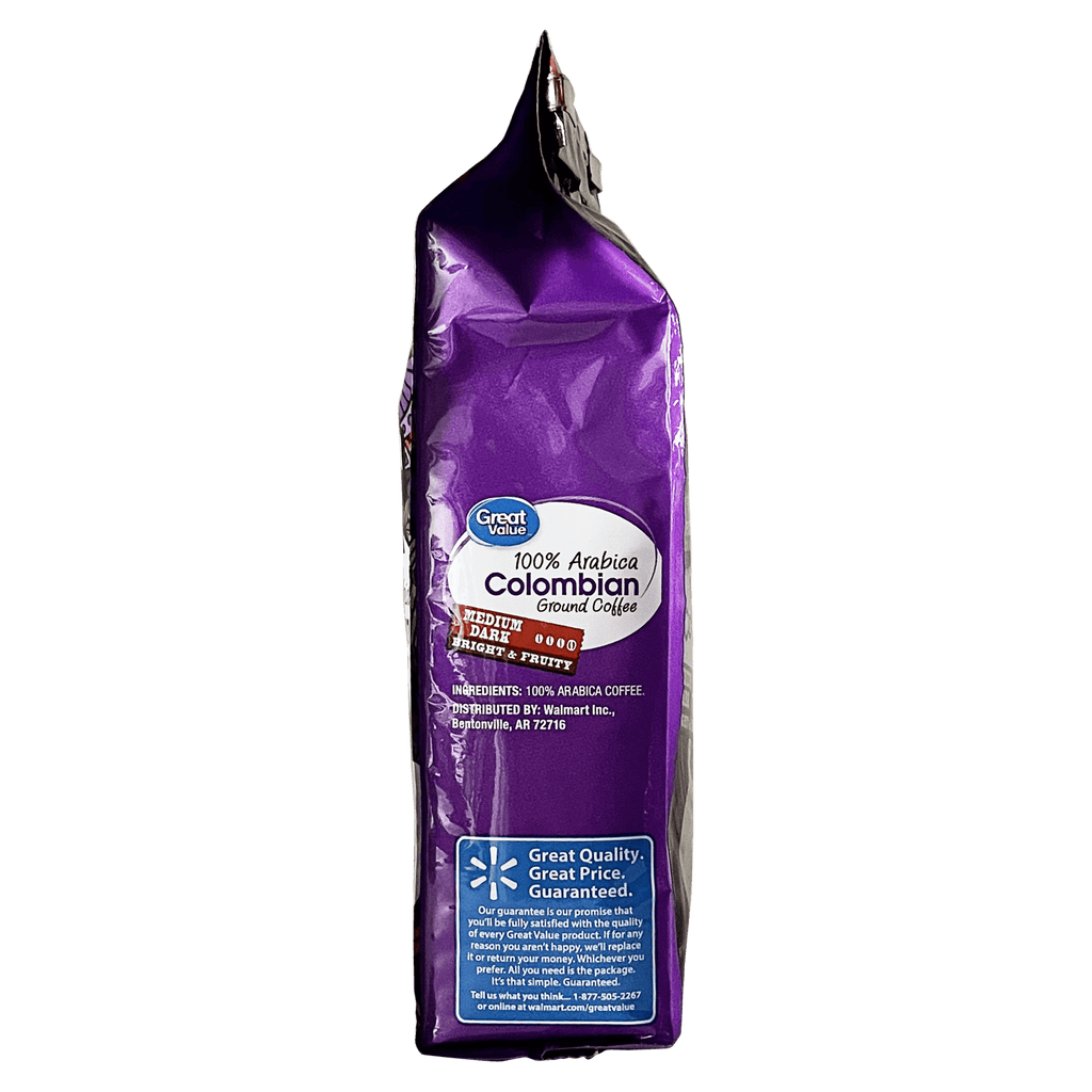(6 pack) Great Value 100% Arabica Colombian Medium-Dark Roast Ground Coffee, 12 oz, Bag