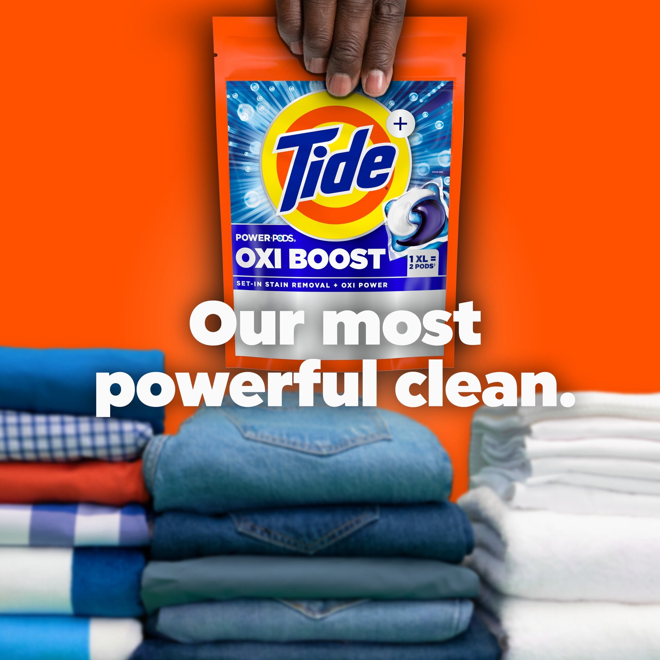 Tide PODS Laundry Detergent Pacs, Oxi Boost Power PODS with Stain Remover and Oxi Power, 45 count
