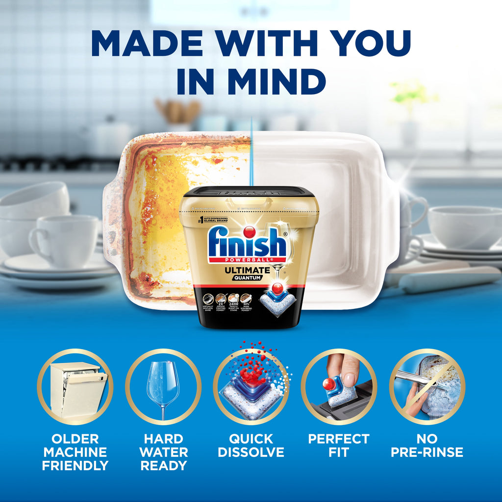 Finish Ultimate Quantum Dishwasher Pods, Dishwasher Detergent Dish Soap, 50% More Cleaning Power, 38 Tabs