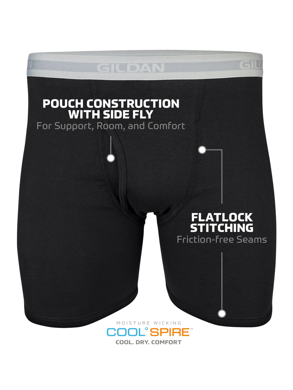 Gildan Adult Mens Boxer Briefs With Waistband, 10-Pack, Sizes S-2XL, 6" Inseam