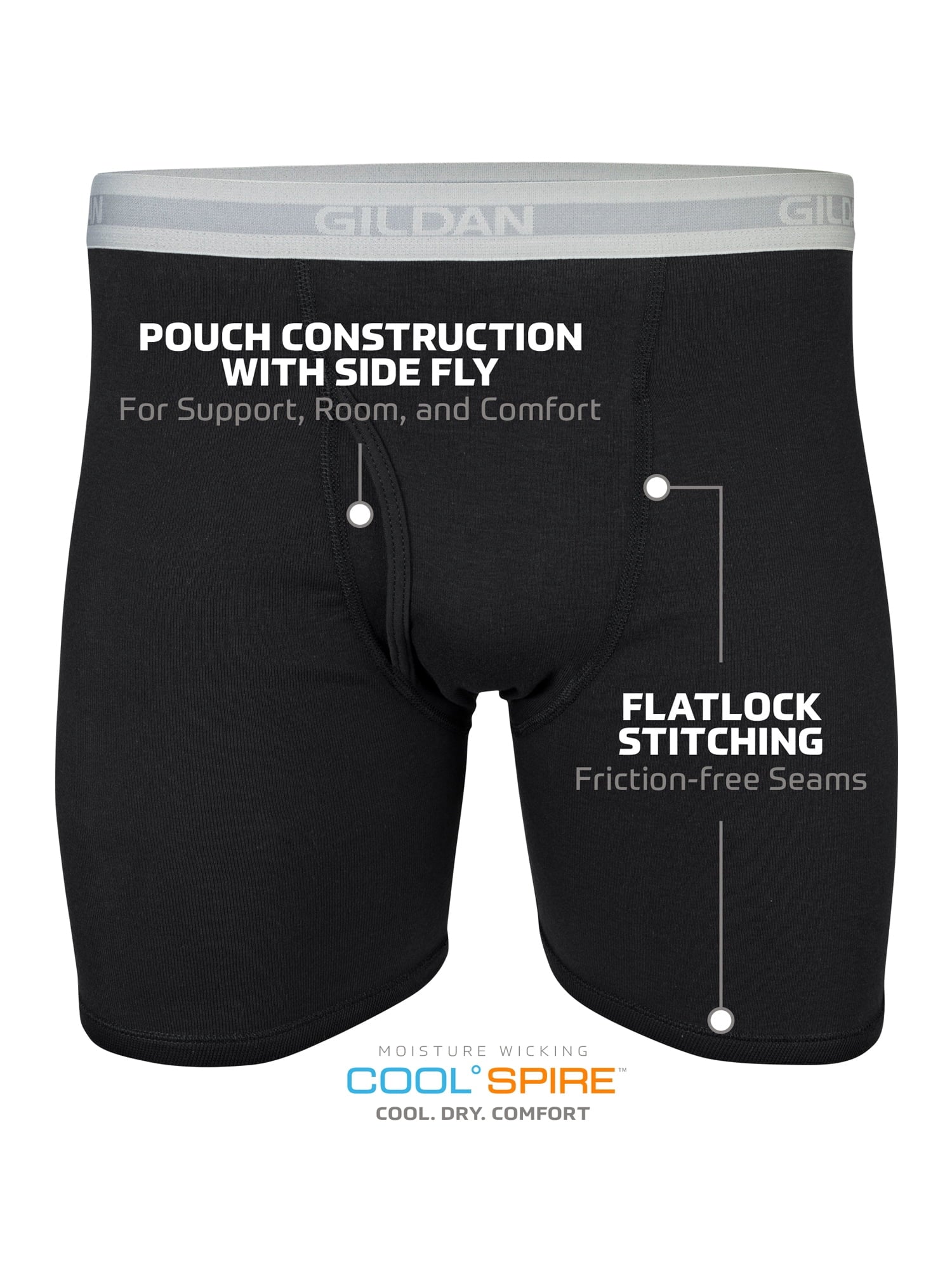 Gildan Adult Mens Boxer Briefs With Waistband, 10-Pack, Sizes S-2XL, 6" Inseam