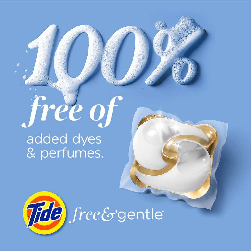 Tide PODS Laundry Detergent Soap Pacs, Free and Gentle, Hypoallergenic, Unscented, 57 Count