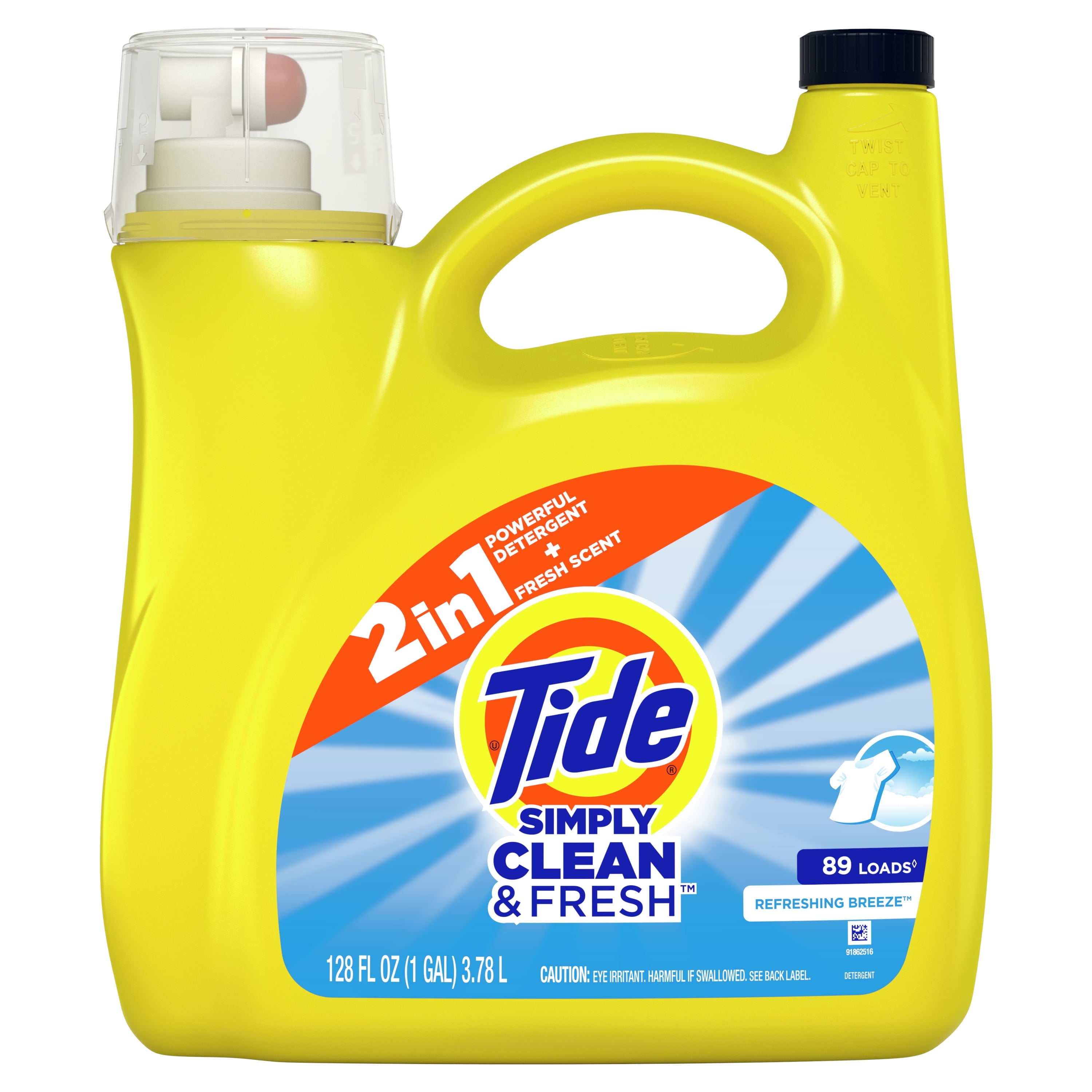 Tide Simply Refreshing Breeze, 89 Loads Liquid Laundry Detergent, 128 fl oz