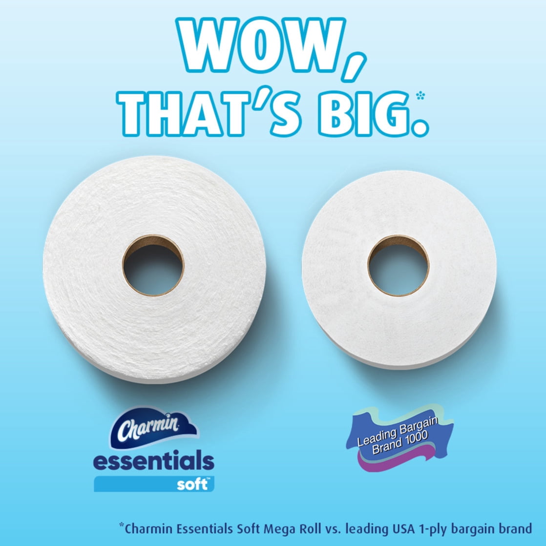Charmin Essentials Soft Toilet Paper 12 Mega Rolls, 330 Sheets Per Roll