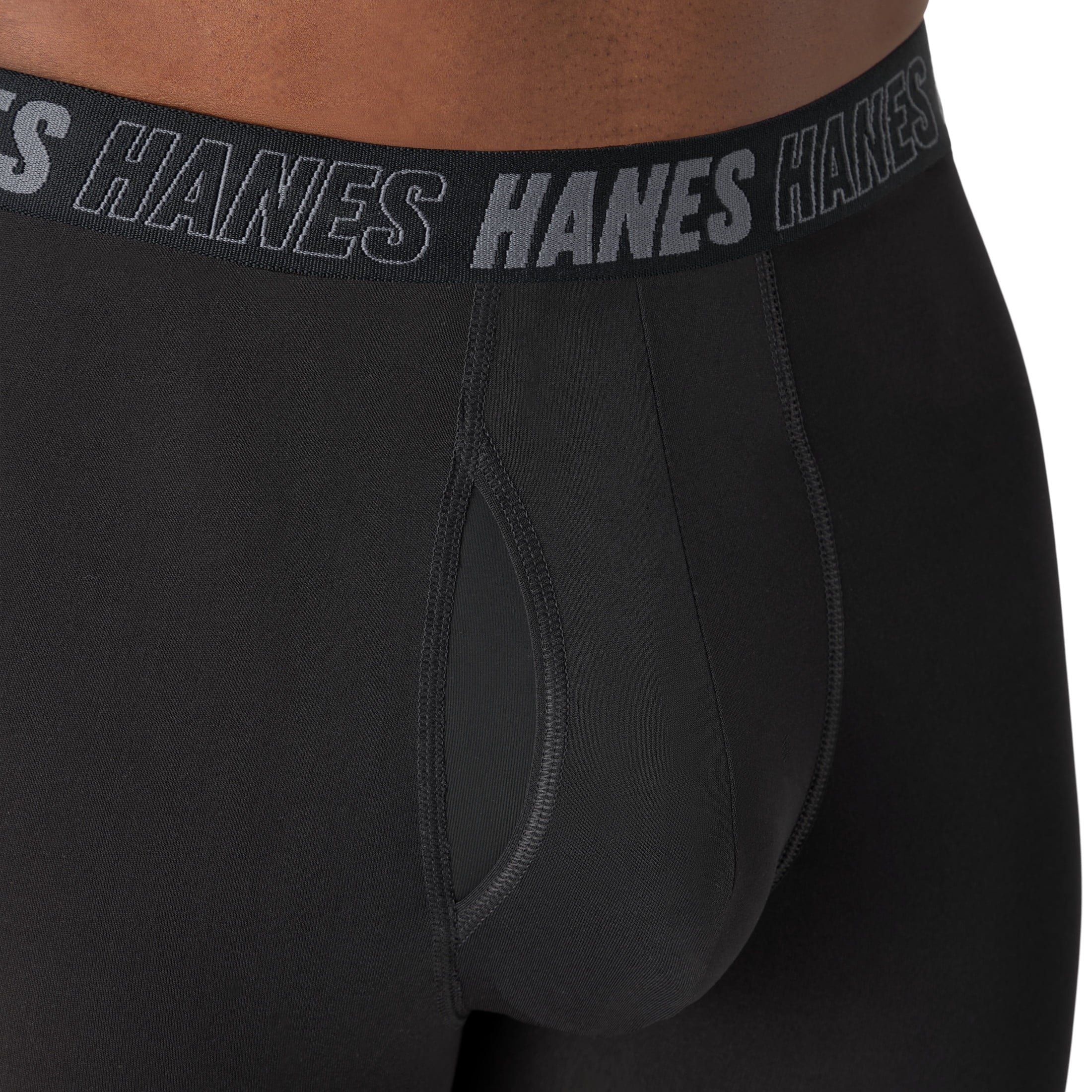 Hanes Mens Underwear Long Leg Boxer Briefs, 3-Pack, Moves Anti-Chafe with Total Support Pouch