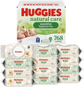 Huggies Natural Care Sensitive Baby Wipes, Unscented, Hypoallergenic, 99% Purified Water, 12 Flip-Top Packs (768 Wipes Total), Packaging May Vary
