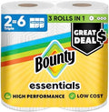 Bounty Essentials Select-A-Size Paper Towels, White, 2 Triple Rolls = 6 Regular Rolls (Packaging May Vary)