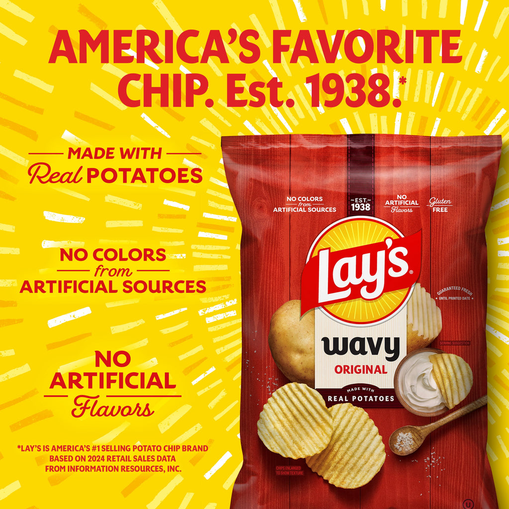 Lay's Wavy Potato Chips, Original Flavor, 7.75 oz Bag