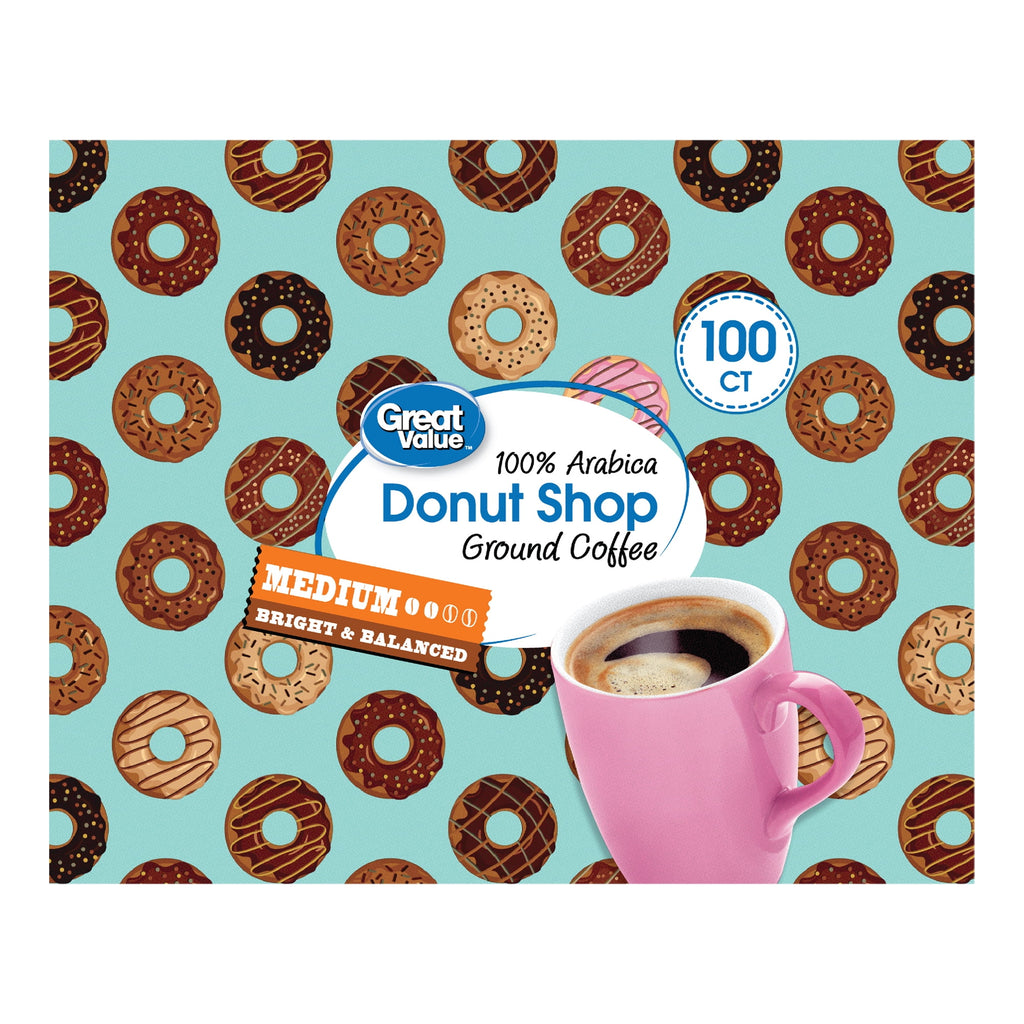 Great Value 100% Arabica Colombian Medium Dark Roast Ground Coffee Pods, 33.1 oz, 100 Count