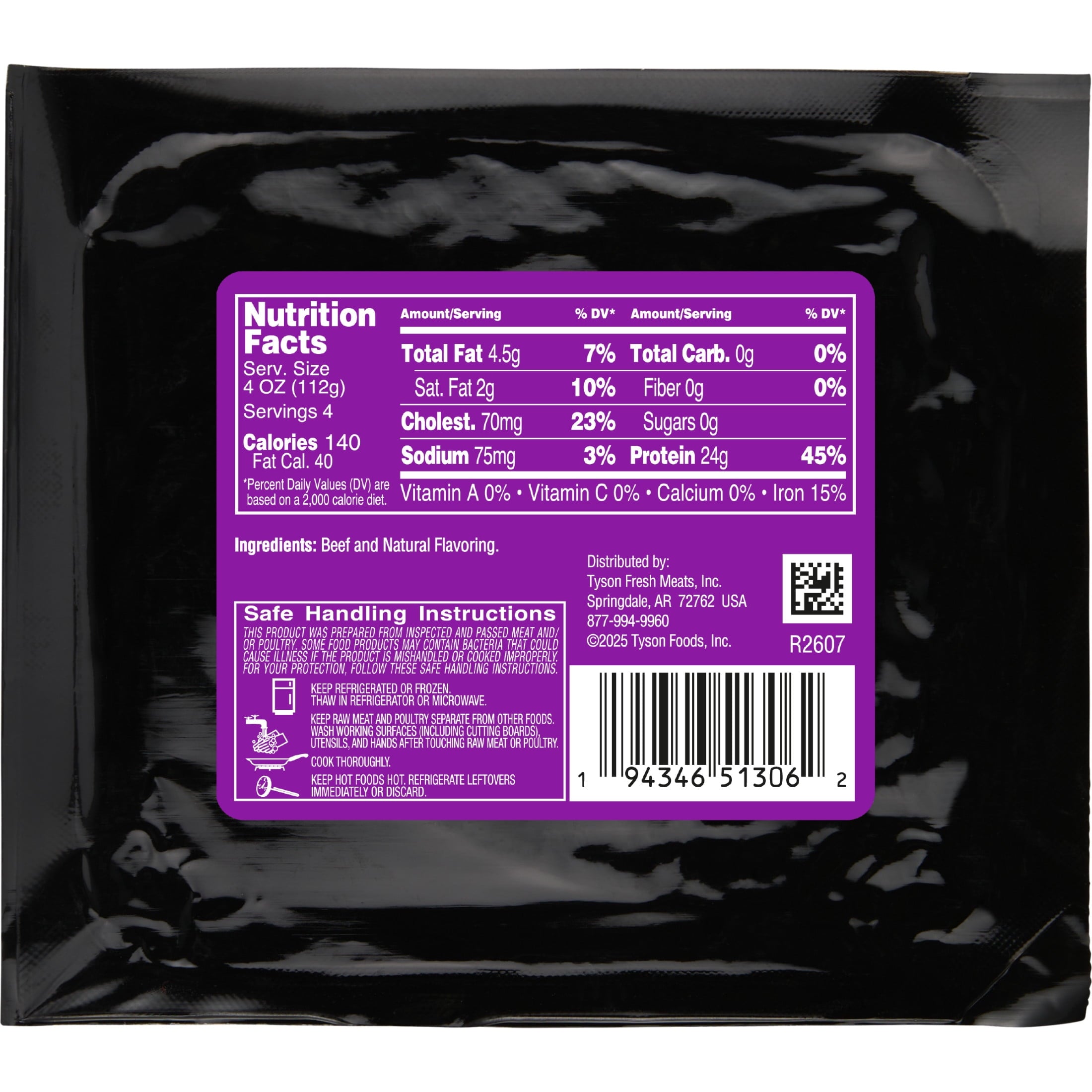 All Natural Extra Lean Ground Beef 96% Lean/4% Fat, 1 lb