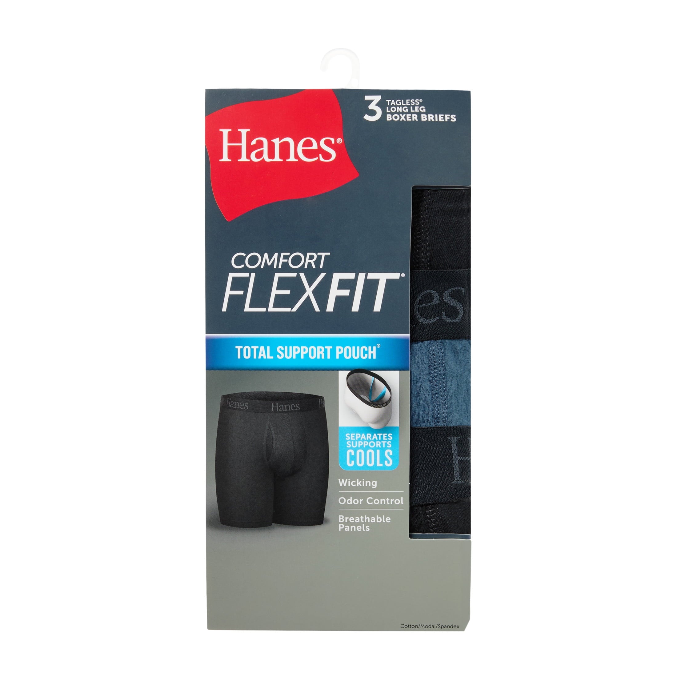 Hanes Mens Underwear Boxer Briefs, 3-Pack, Comfort Flex Fit Total Support Pouch, Moisture Wicking