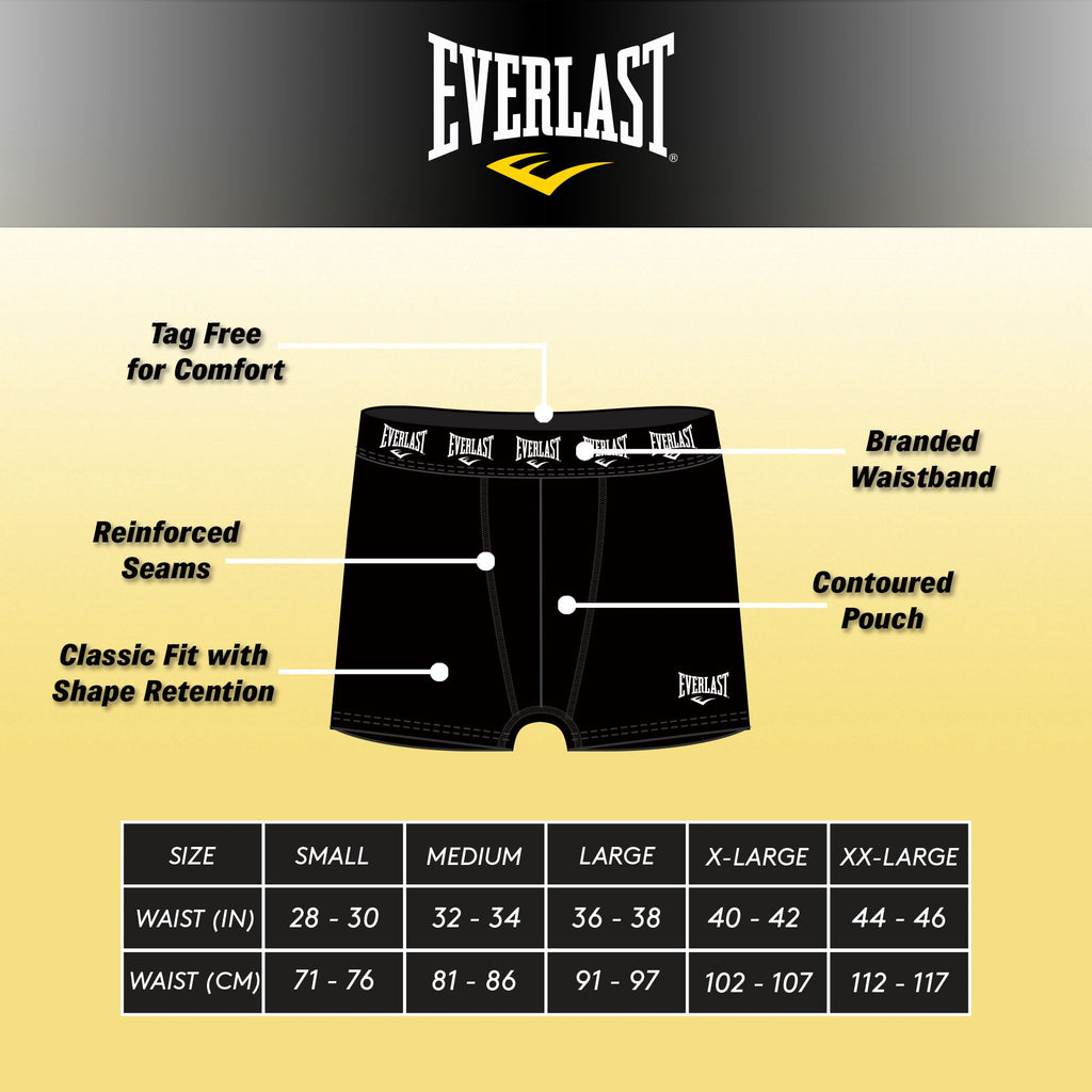 Everlast Men’s Trunks Breathable Cotton Underwear Boxers for Men, Red/Lhg/Royal Medium 6-Pack