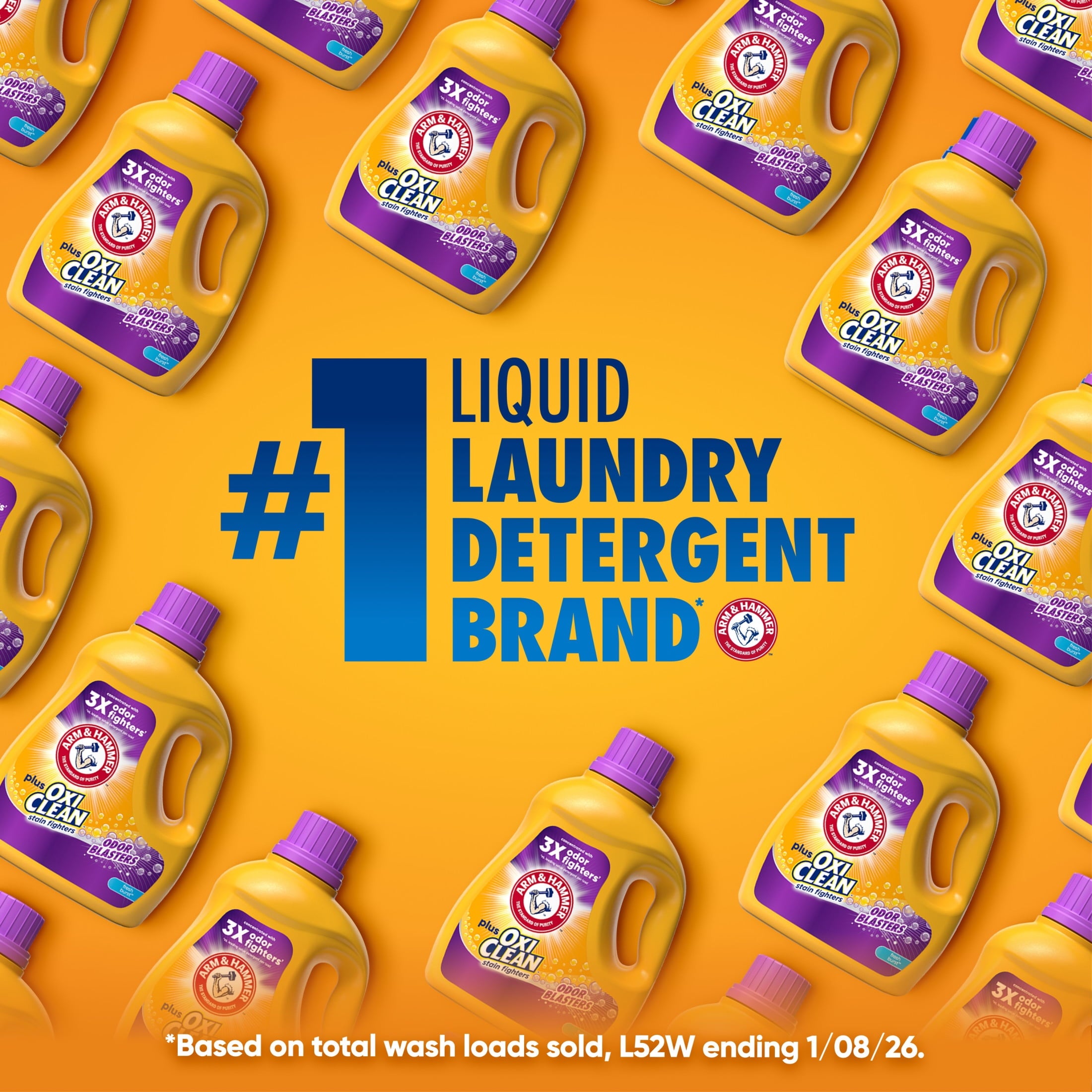 ARM & HAMMER Plus OxiClean with Odor Blasters Liquid Laundry Detergent, Fresh Burst, 200.2 Fl Oz