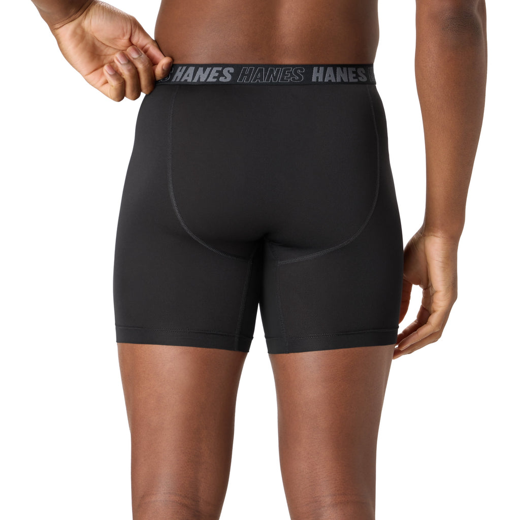 Hanes Mens Underwear Long Leg Boxer Briefs, 3-Pack, Moves Anti-Chafe with Total Support Pouch