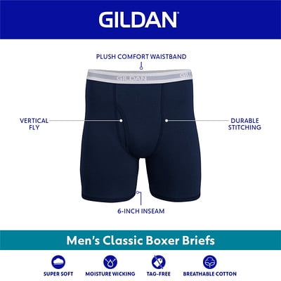 Gildan Men's Underwear Boxer Briefs, Multipack, Black (5-pack, Classic Length), Large