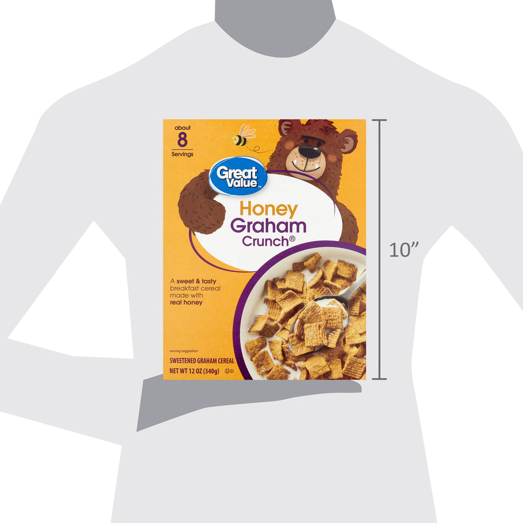 (12 pack) Great Value Honey Graham Crunch Cereal, 12 oz