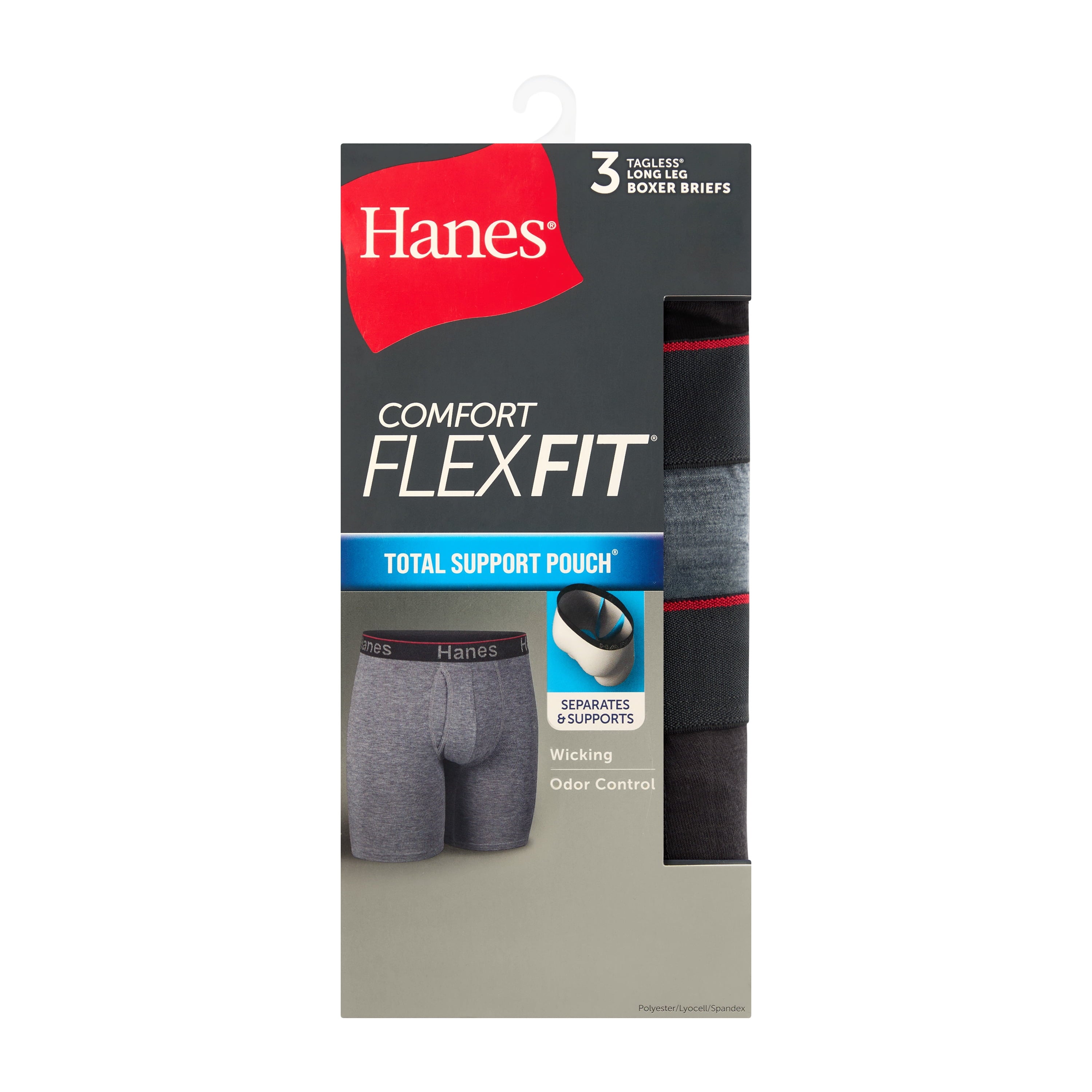 Hanes Men's Comfort Flex Fit Total Support Pouch Boxer Briefs, 3 Pack