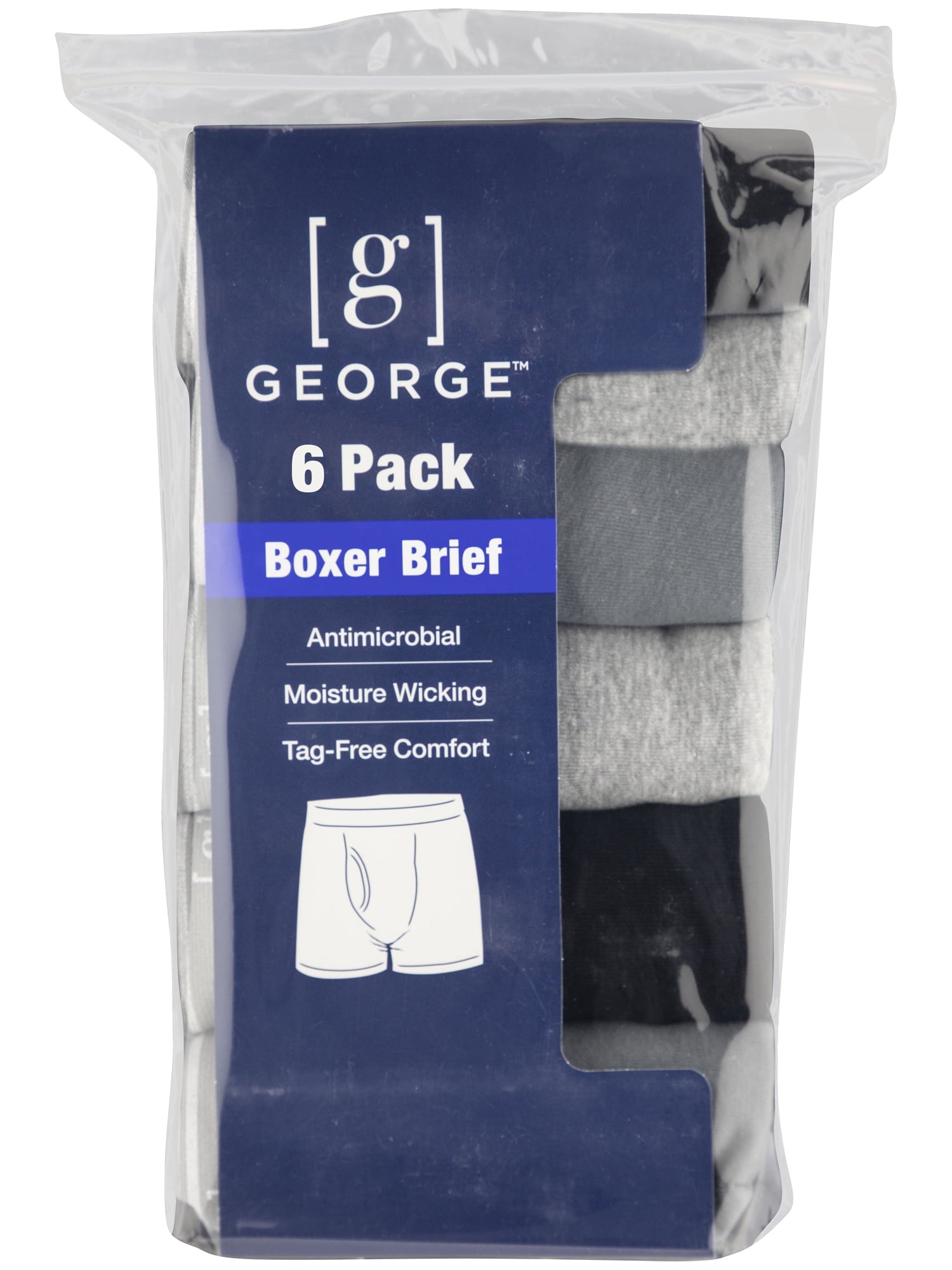 George Men's Regular Leg Boxer Briefs, 6-Pack