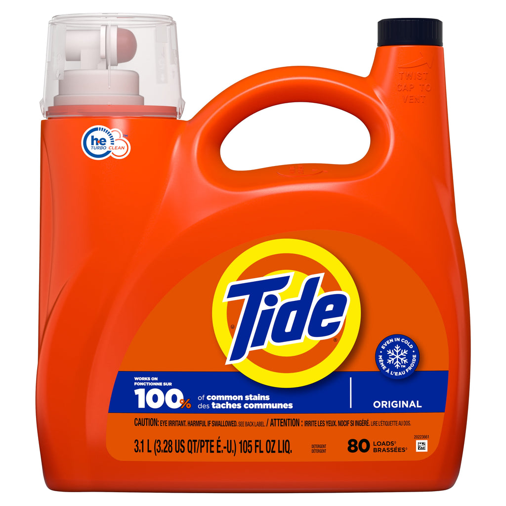 Tide Laundry Detergent Liquid, Original Scent, 105 fl oz, 80 Loads, HE Compatible