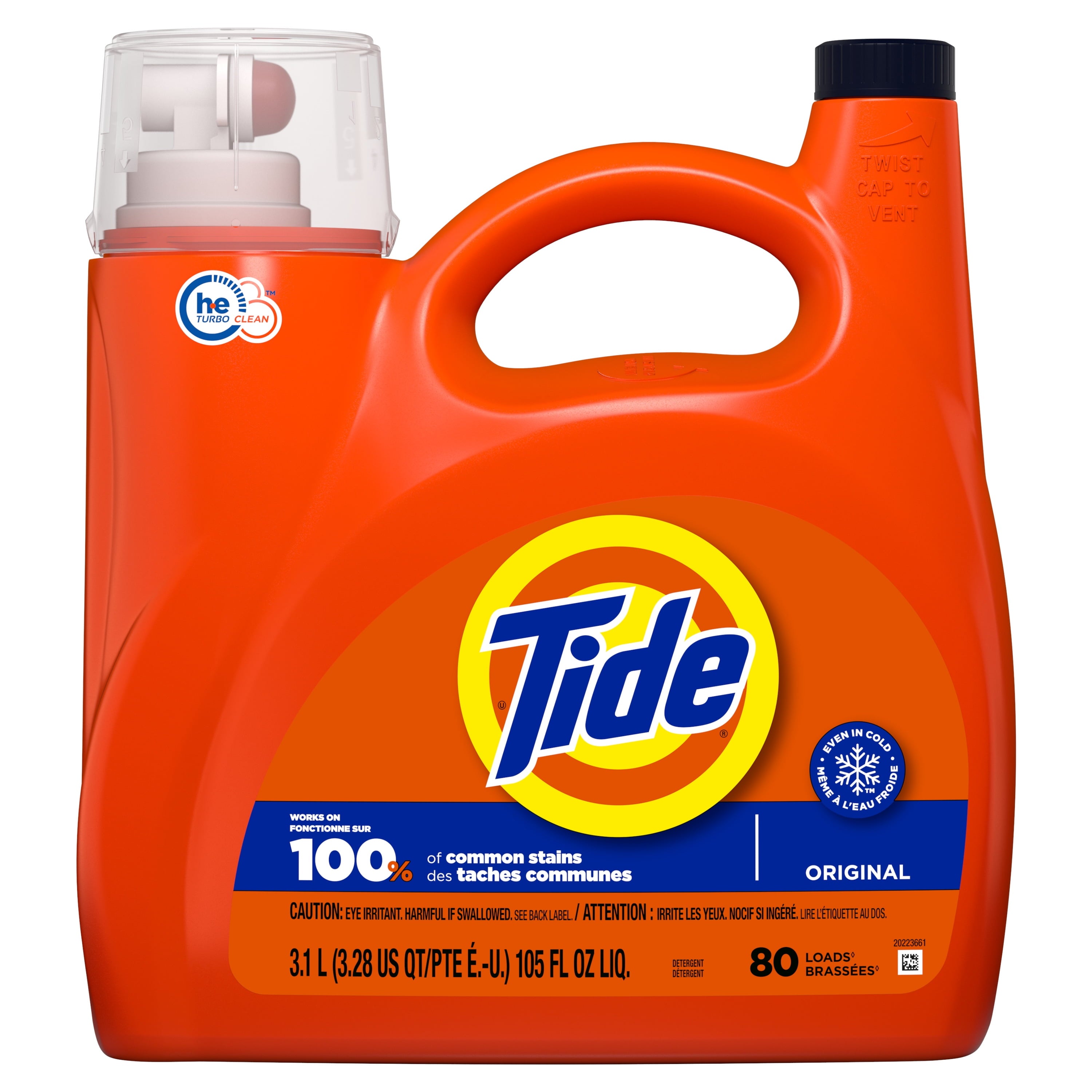 Tide Laundry Detergent Liquid, Original Scent, 105 fl oz, 80 Loads, HE Compatible