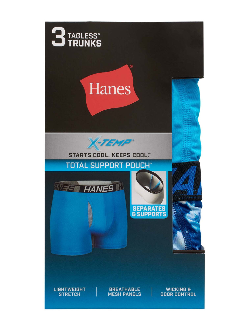 Hanes X-Temp Total Support Pouch Men's Long Leg Boxer Briefs, Anti-Chafing Underwear, 3-Pack
