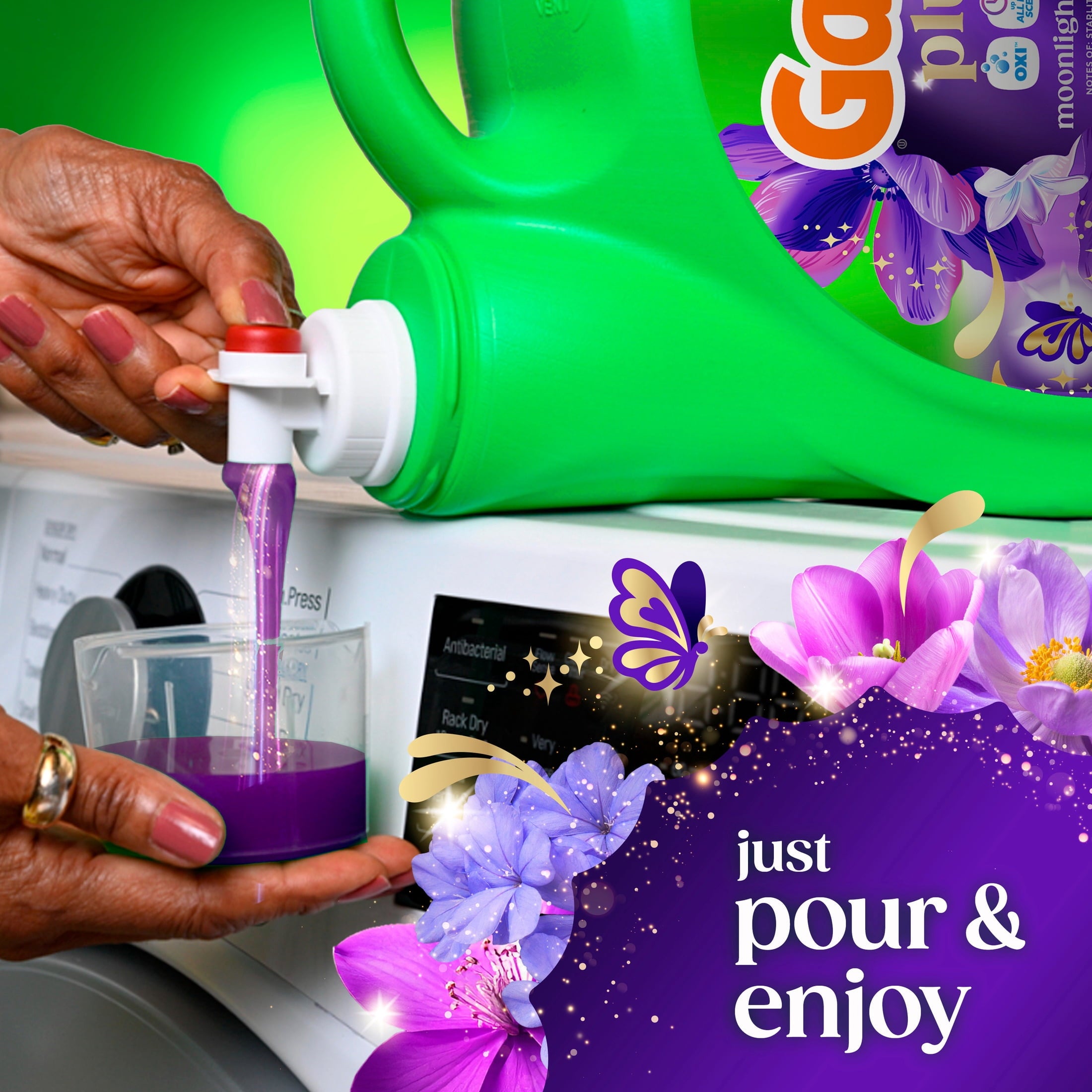 Gain Plus Laundry Detergent Liquid, Now with Odor Defense + OXI, Moonlight Breeze Scent, 170 fl oz, 129 Loads