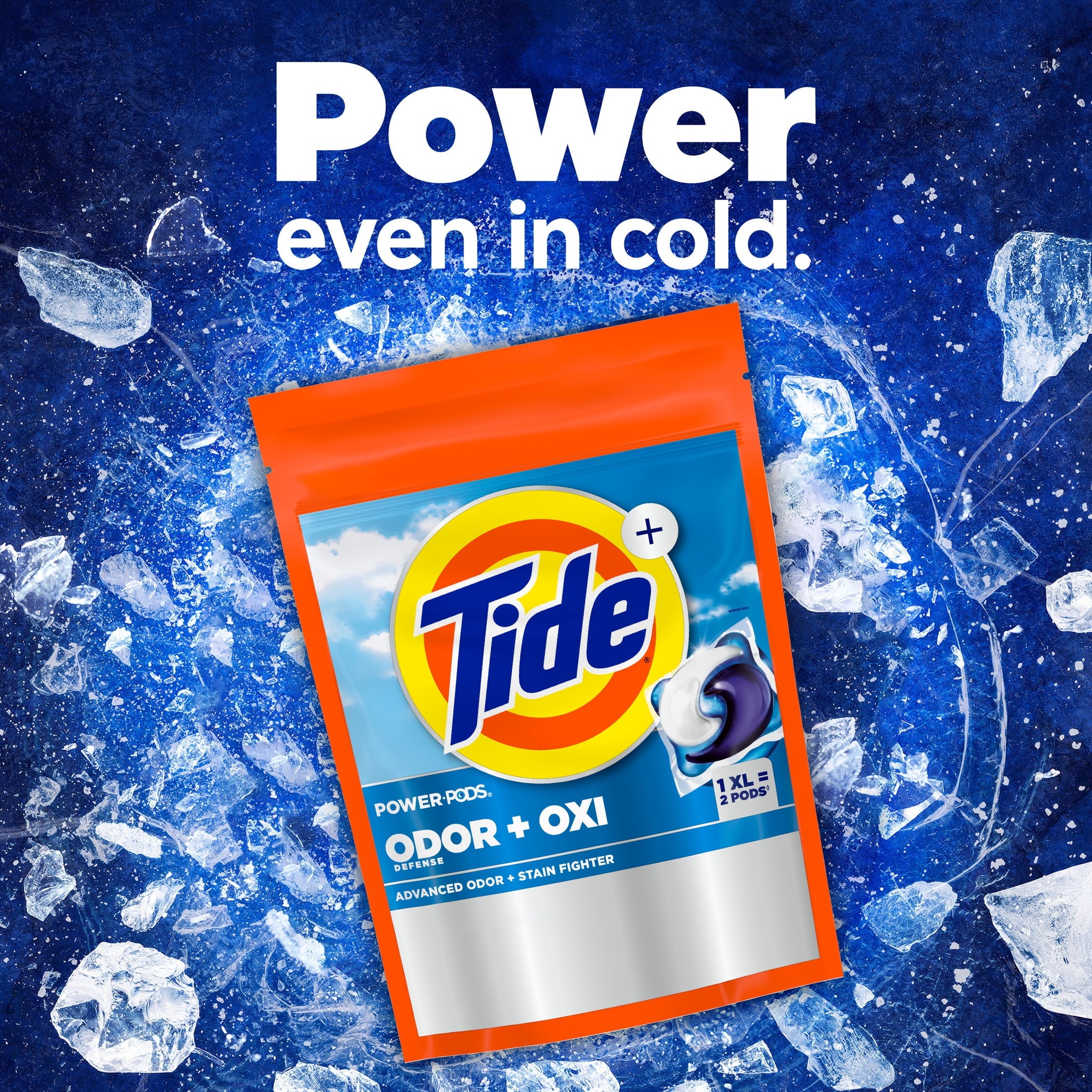 Tide Power PODS Laundry Detergent Soap Pacs with Odor Defense + Oxi, Original Scent, 45 Count