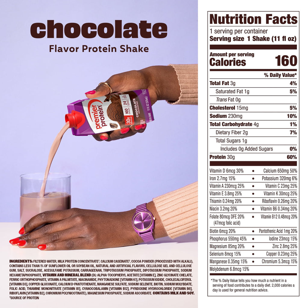 Premier Protein Shake, Chocolate, 30g Protein, 11 Fl Oz, 4 Ct