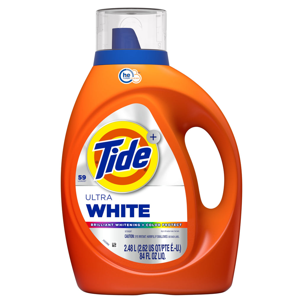 Tide Ultra White Liquid Laundry Detergent, Brilliant Whitening + Color Protect, 84 fl oz, 59 Loads