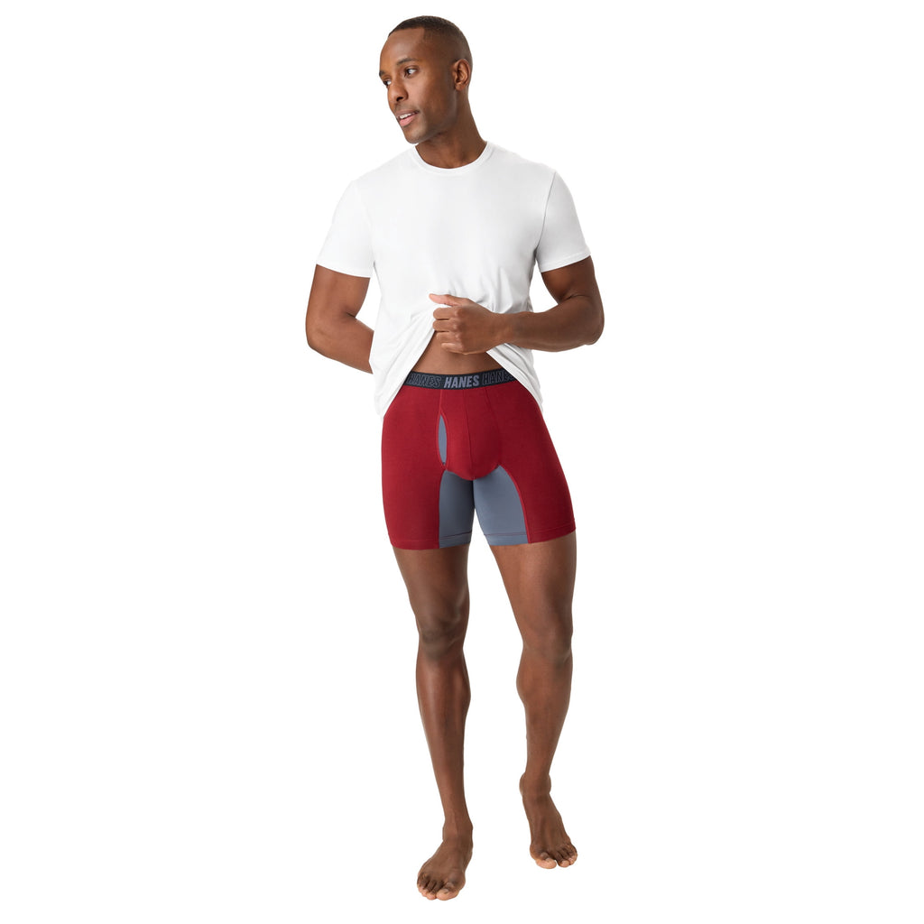 Hanes Mens Underwear Boxer Briefs, 3-Pack, Moves Anti-Chafe Men's Boxer Briefs MACCD3