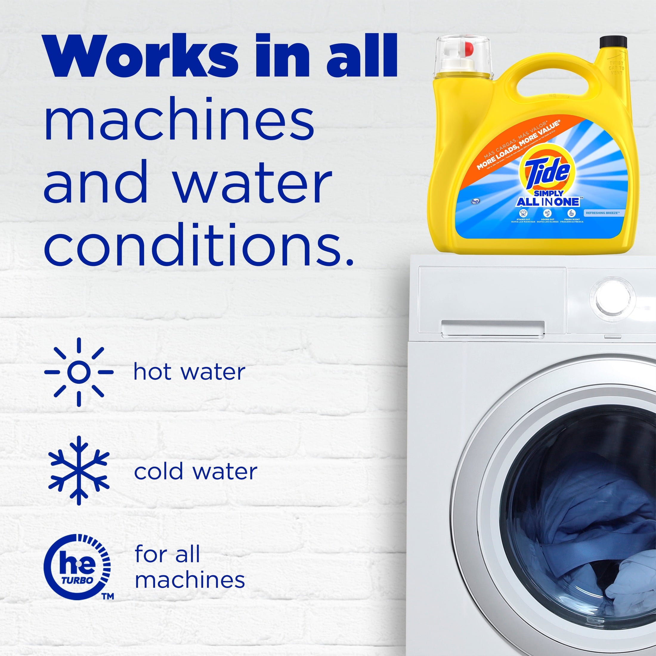 Tide Simply Laundry Detergent Liquid All-In-One, Refreshing Breeze Scent, 117 fl oz, 89 Loads