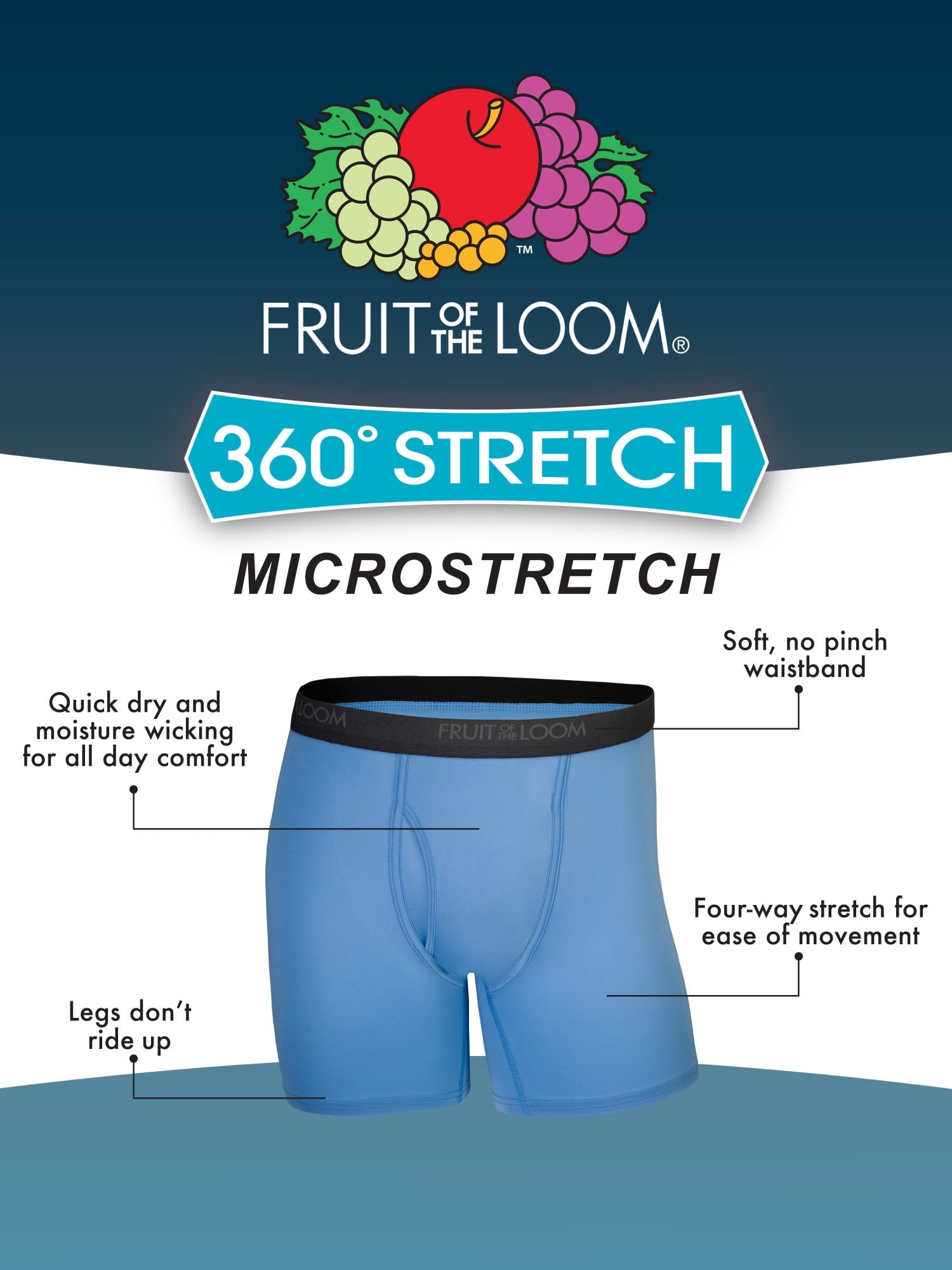 Fruit of the Loom Men's Micro-Stretch Ribbed Boxer Briefs, 6-Pack