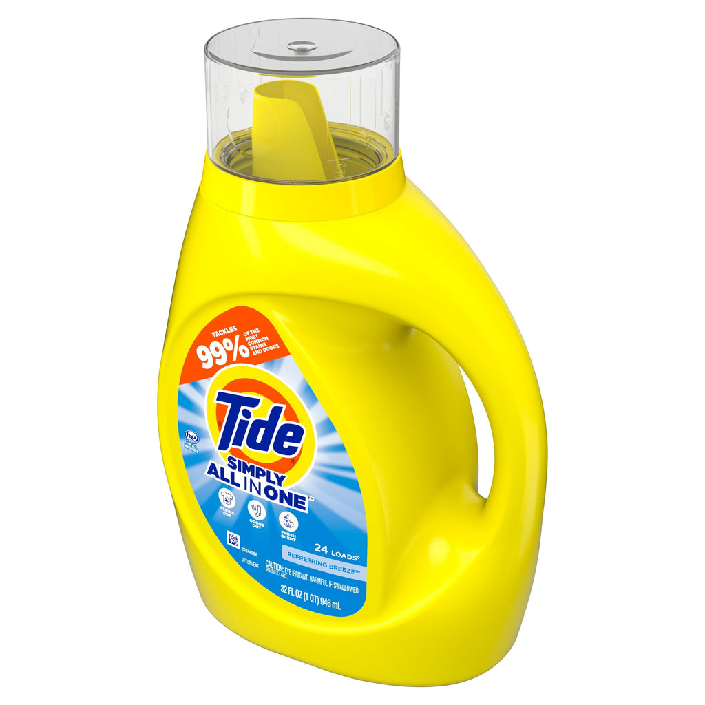 (6 pack) Tide Simply Liquid Laundry Detergent, Refreshing Breeze, 24 Loads, 32 fl oz