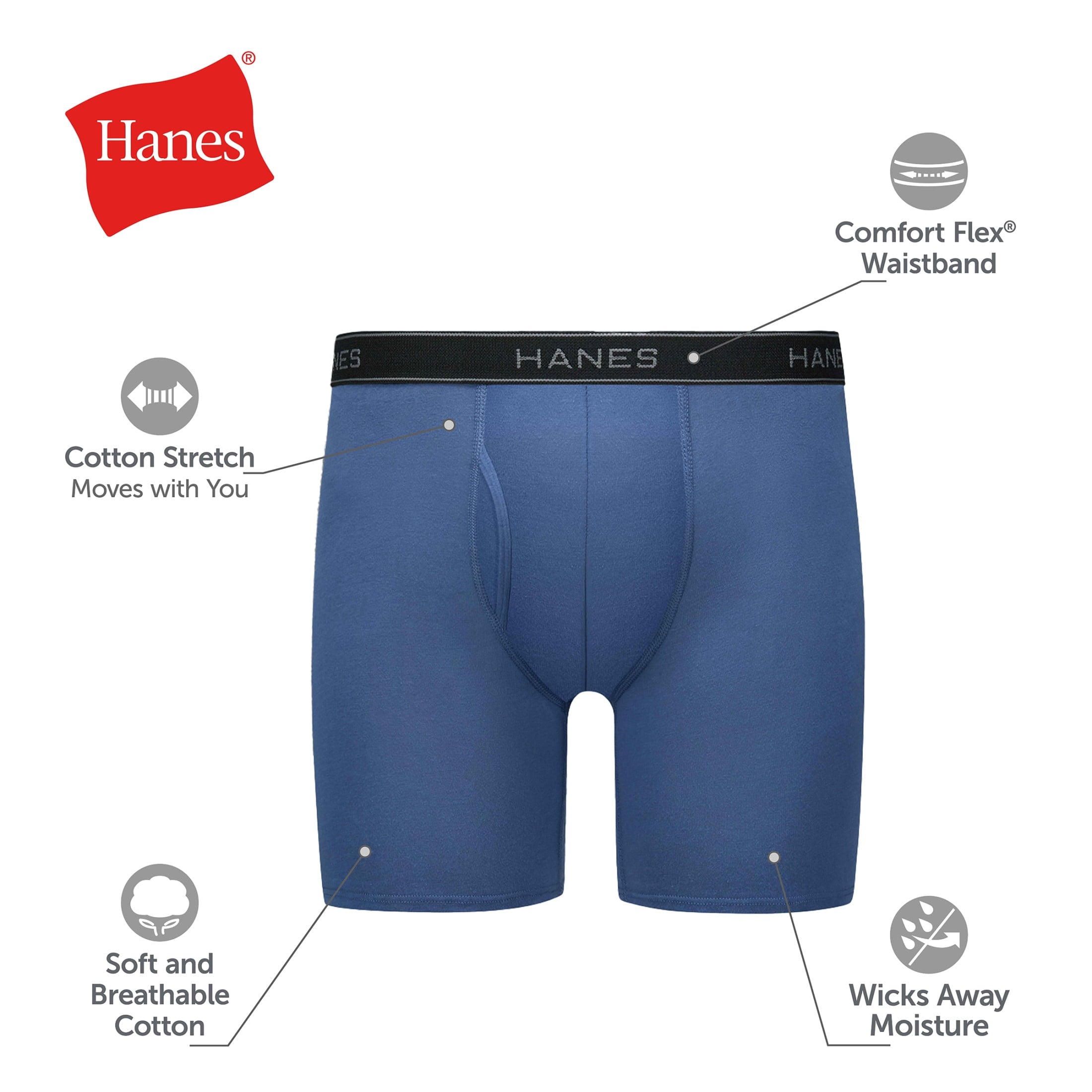 Hanes Mens Underwear Boxer Briefs, 3-Pack, Value Stretchy Boxer Brief Underwear for Men