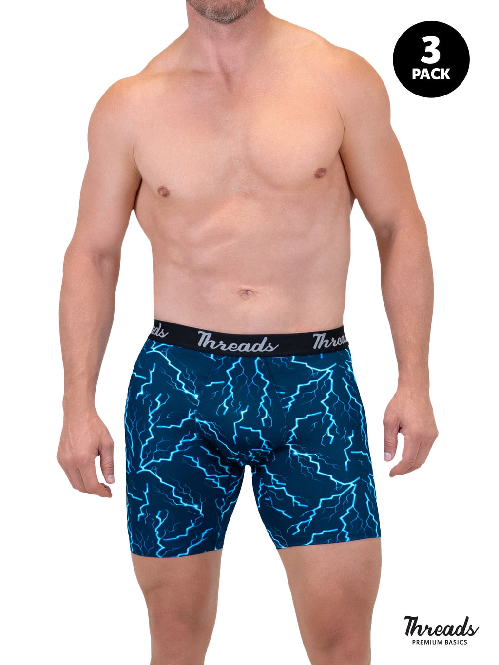 Threads Men's Underwear, 6" Premium Performance Nylon Boxer Brief, Performance Fabric, Moisture Wicking, Anti-Odor, S - XXL, 3 Pack