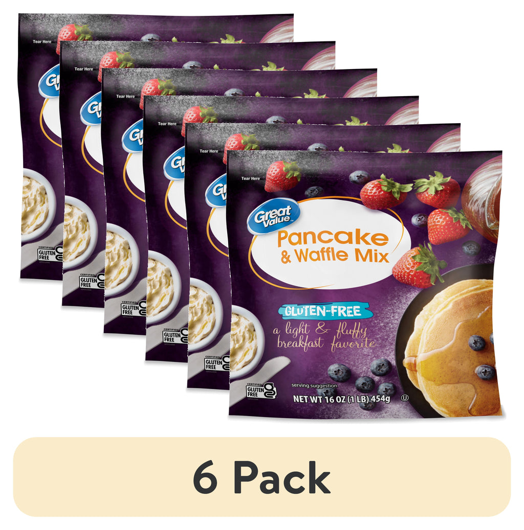 (6 pack) Great Value Gluten Free Pancake & Waffle Mix, 16 oz Box