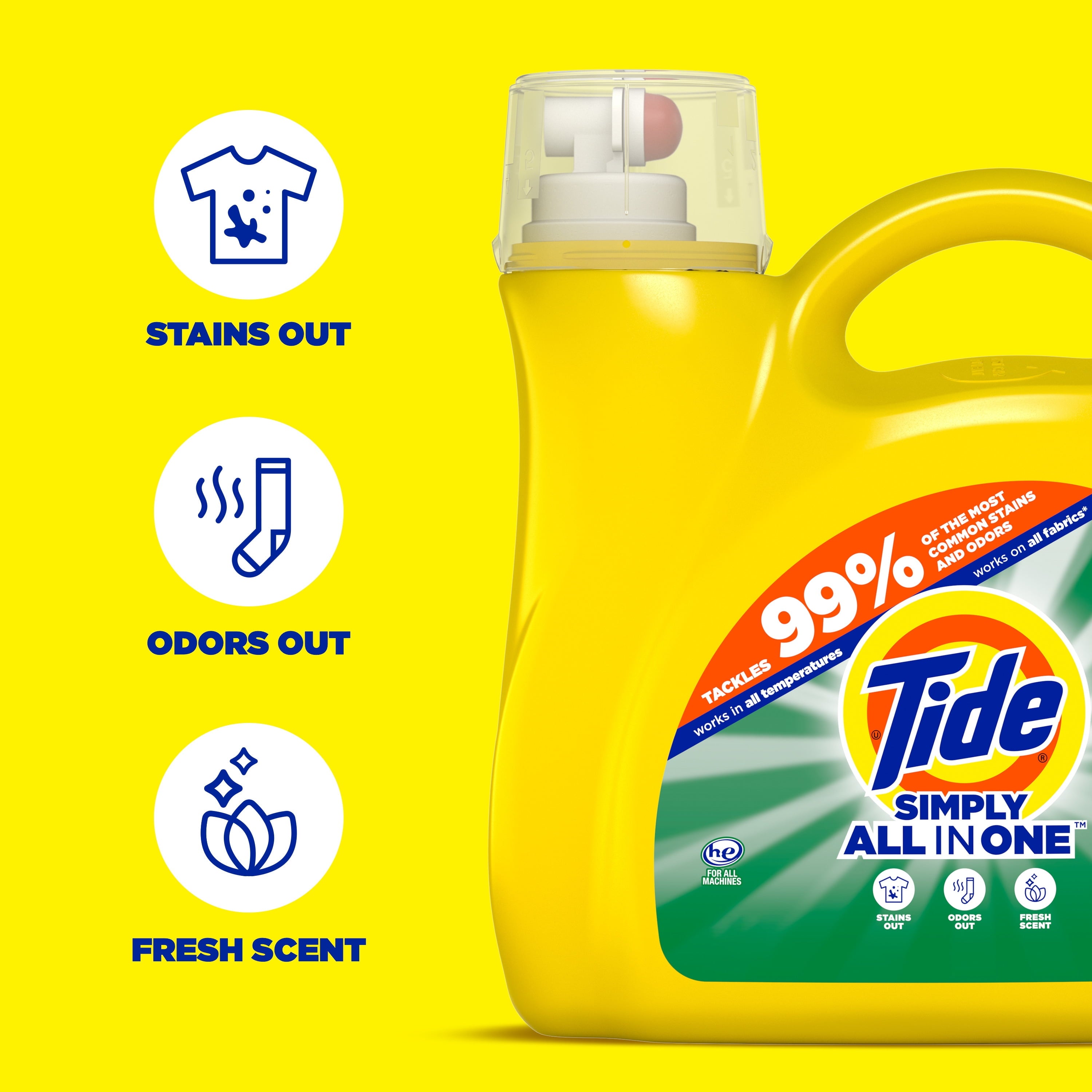 Tide Simply Laundry Detergent Liquid, Daybreak Fresh, 117 fl oz, 89 Loads