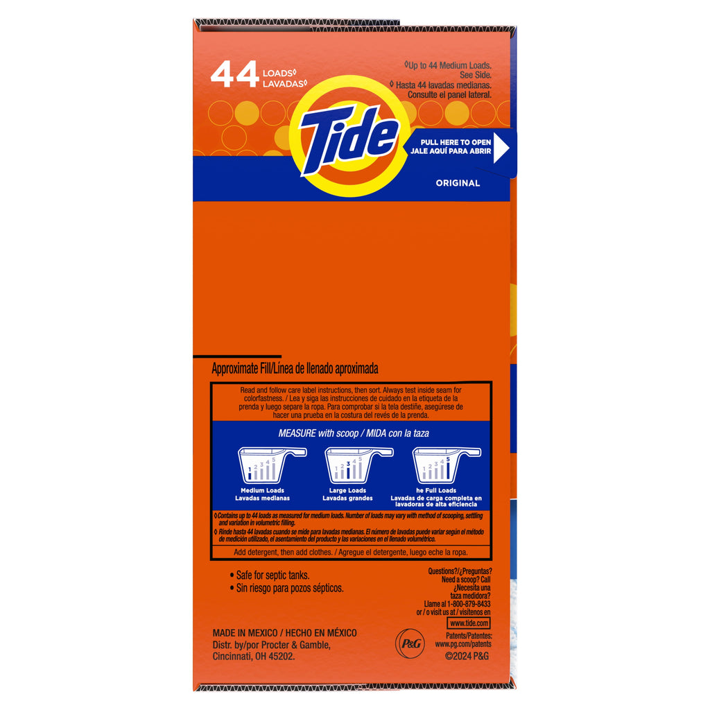 Tide Powder Laundry Detergent, Original Scent, 50 oz, 44 Loads