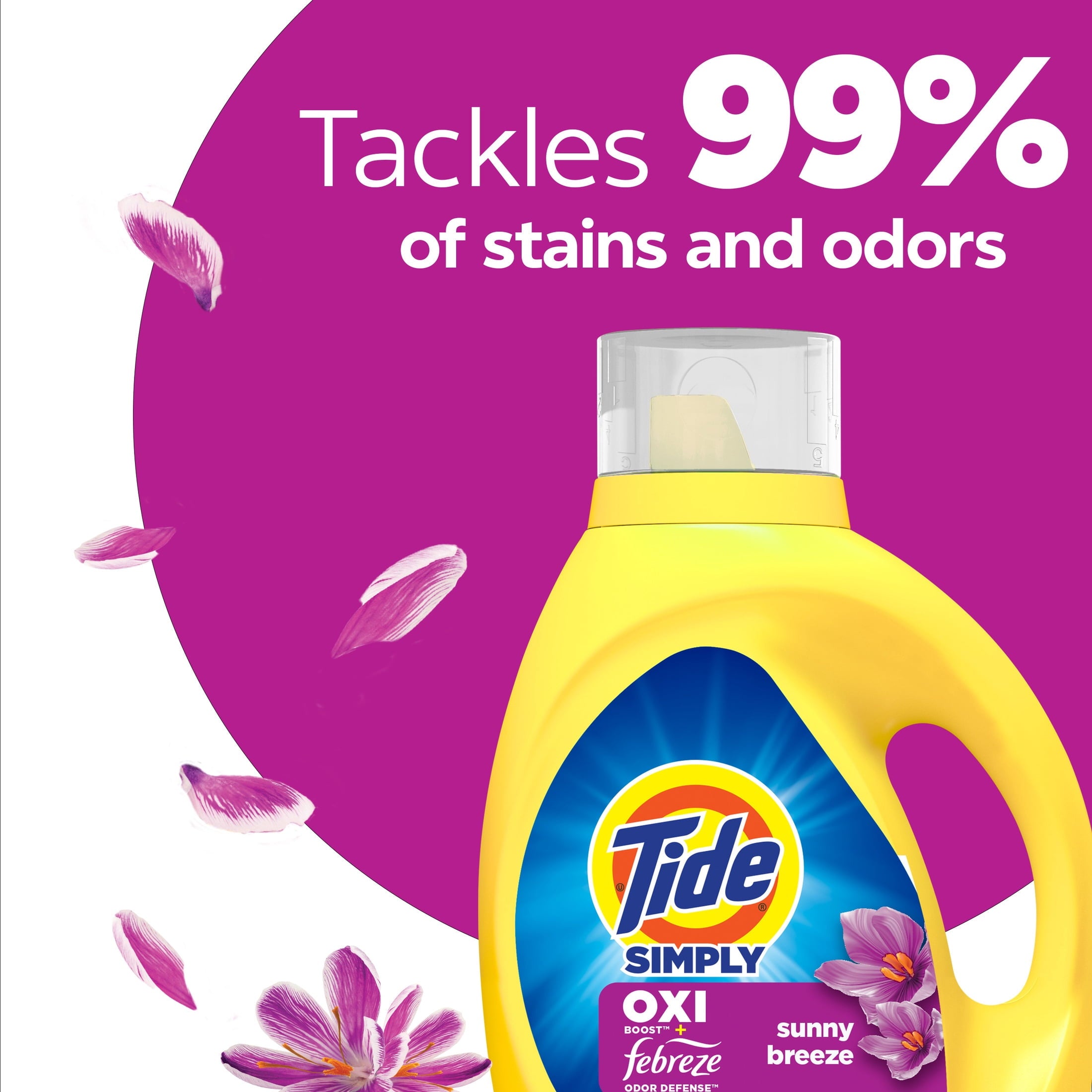 Tide Simply Laundry Detergent Liquid, Oxi Boost + Febreze Odor Defense, Sunny Breeze Scent, 31 fl oz, 22 Loads