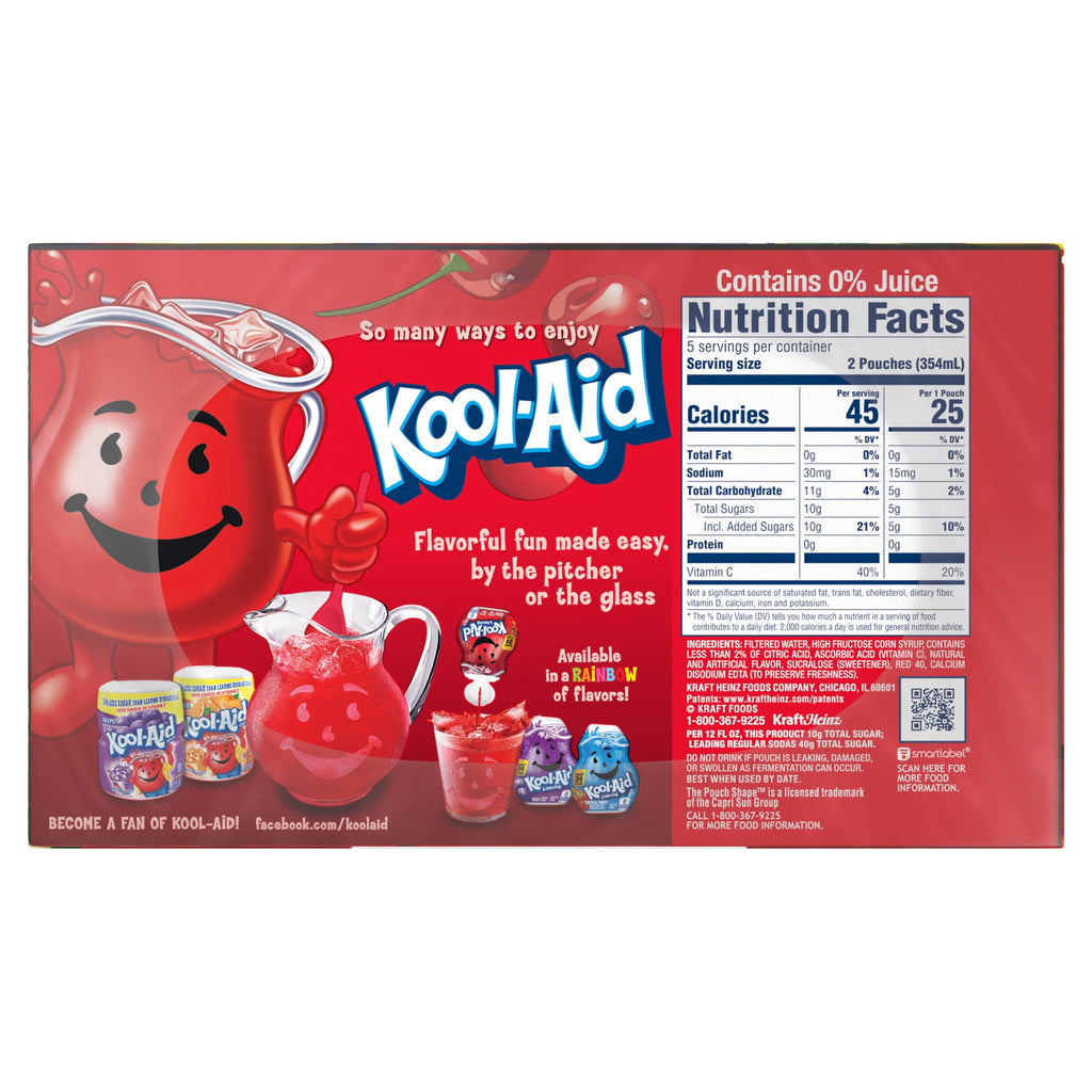 Kool-Aid Jammers Drink, 30 Pouches, for School Lunches and On-the-Go Hydration, Artificially Flavored Tropical Punch, Grape and Cherry Flavors, 6 fl oz