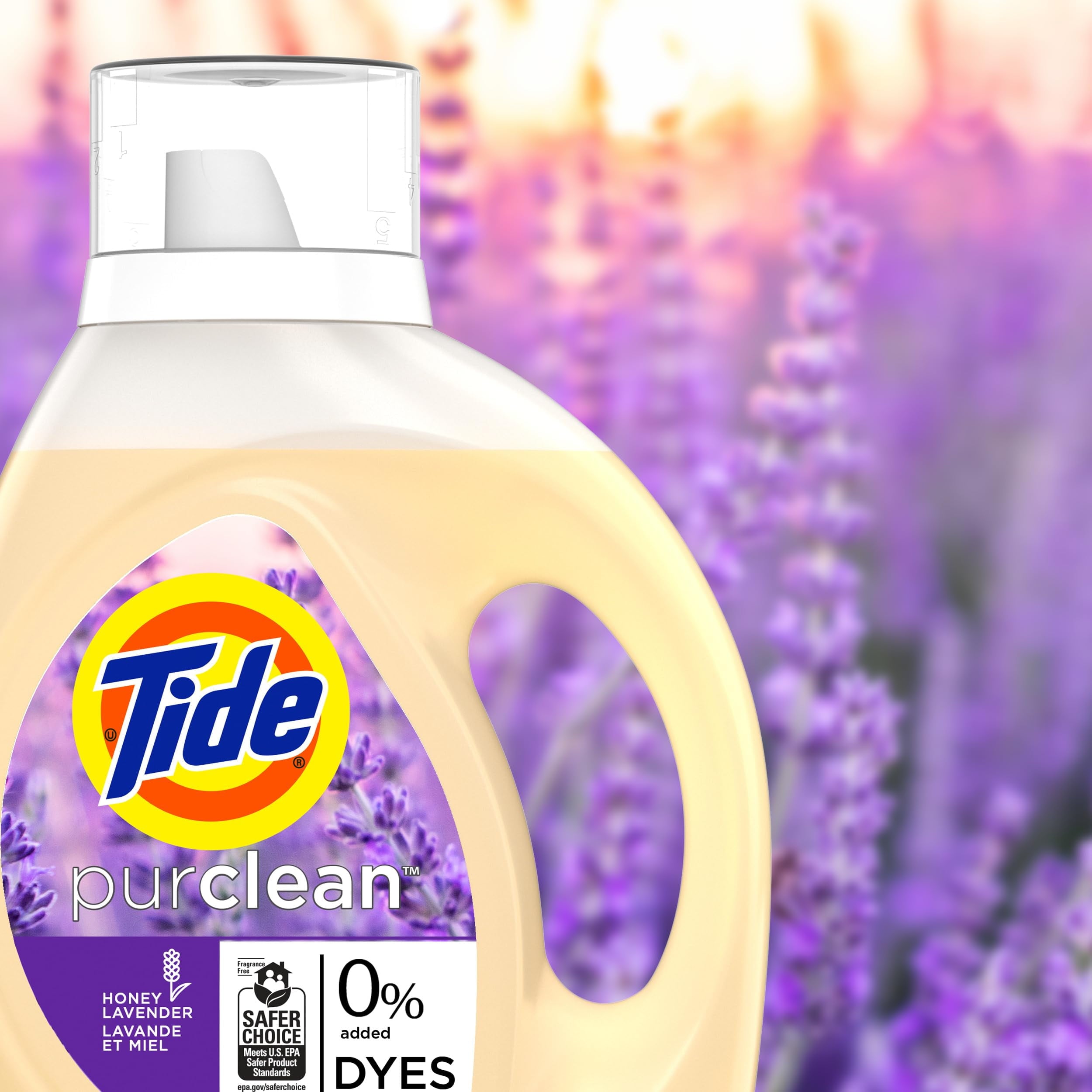 Tide Purclean Liquid Laundry Detergent, Honey Lavender Scent, 63 fl oz, 48 Loads