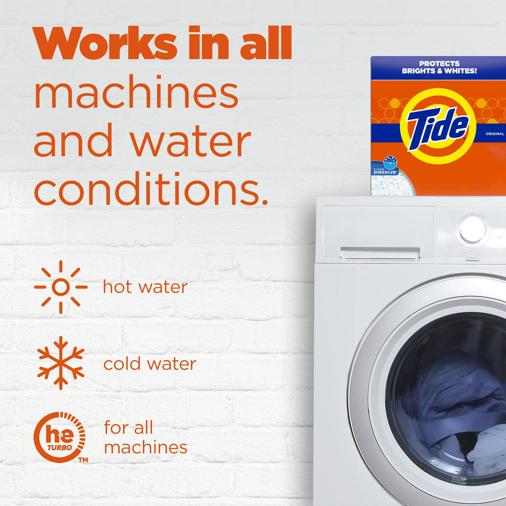 Tide Powder Laundry Detergent, Original Scent, 50 oz, 44 Loads with Microfiber Solid Color Towel by BundleEase