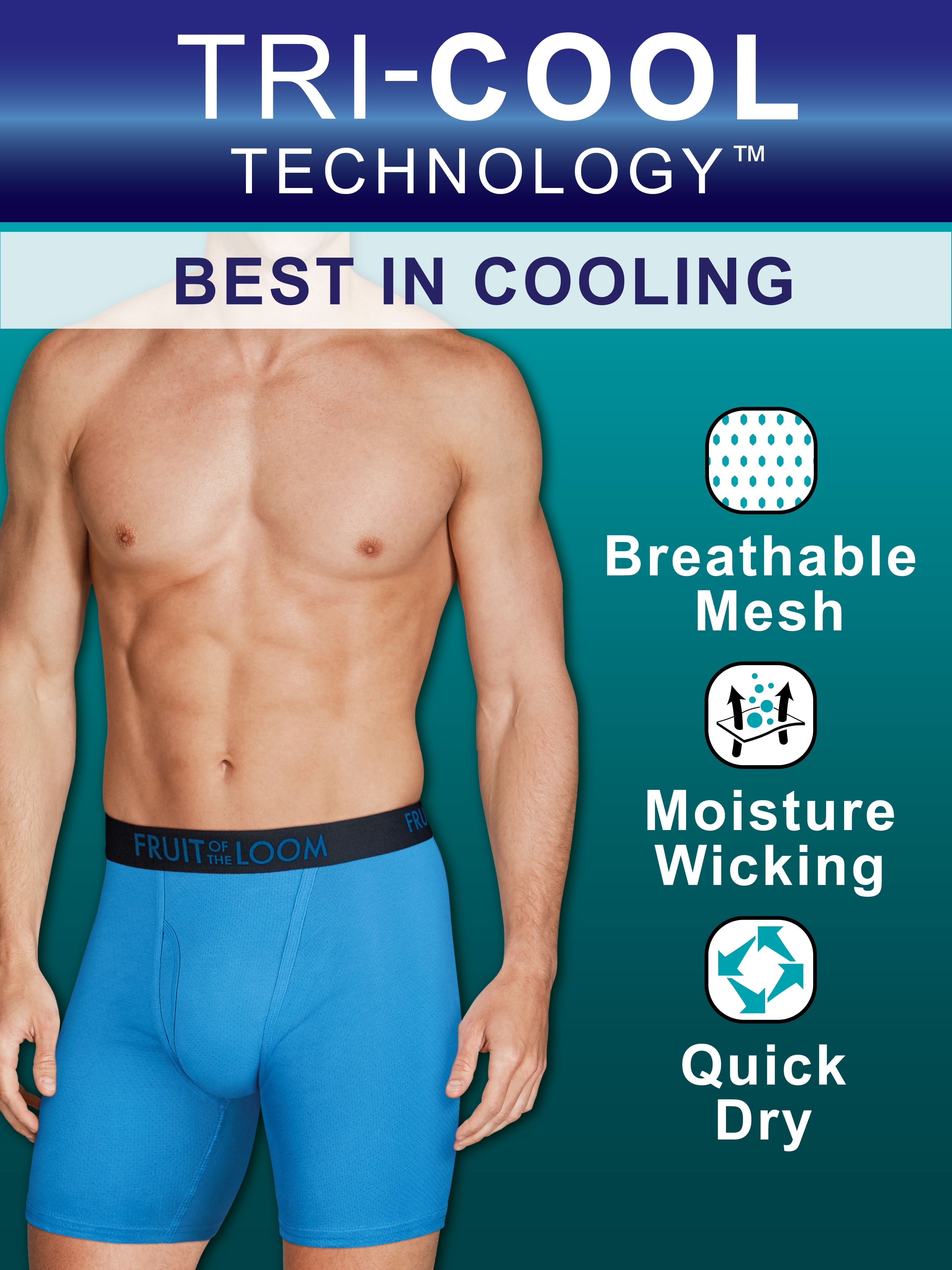 Fruit of the Loom Men's Breathable Cotton Micro-Mesh Boxer Briefs, 3-Pack