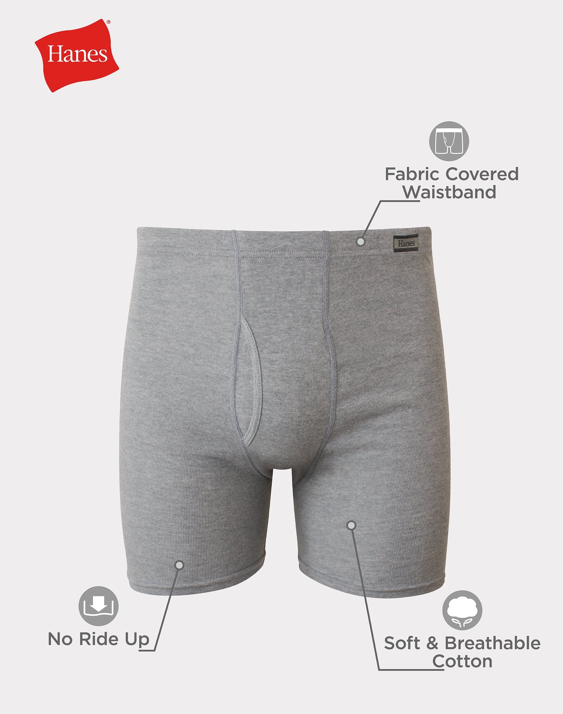 Hanes Men's Black/Grey Boxer Briefs, 3 Pack
