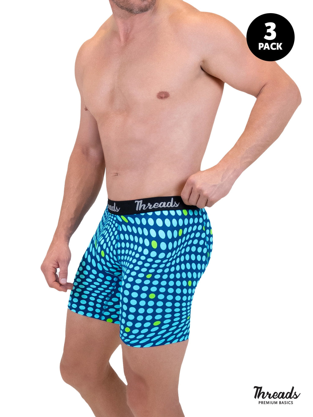 Threads Men's Underwear, 6" Premium Performance Nylon Boxer Brief, Performance Fabric, Moisture Wicking, Anti-Odor, S - XXL, 3 Pack
